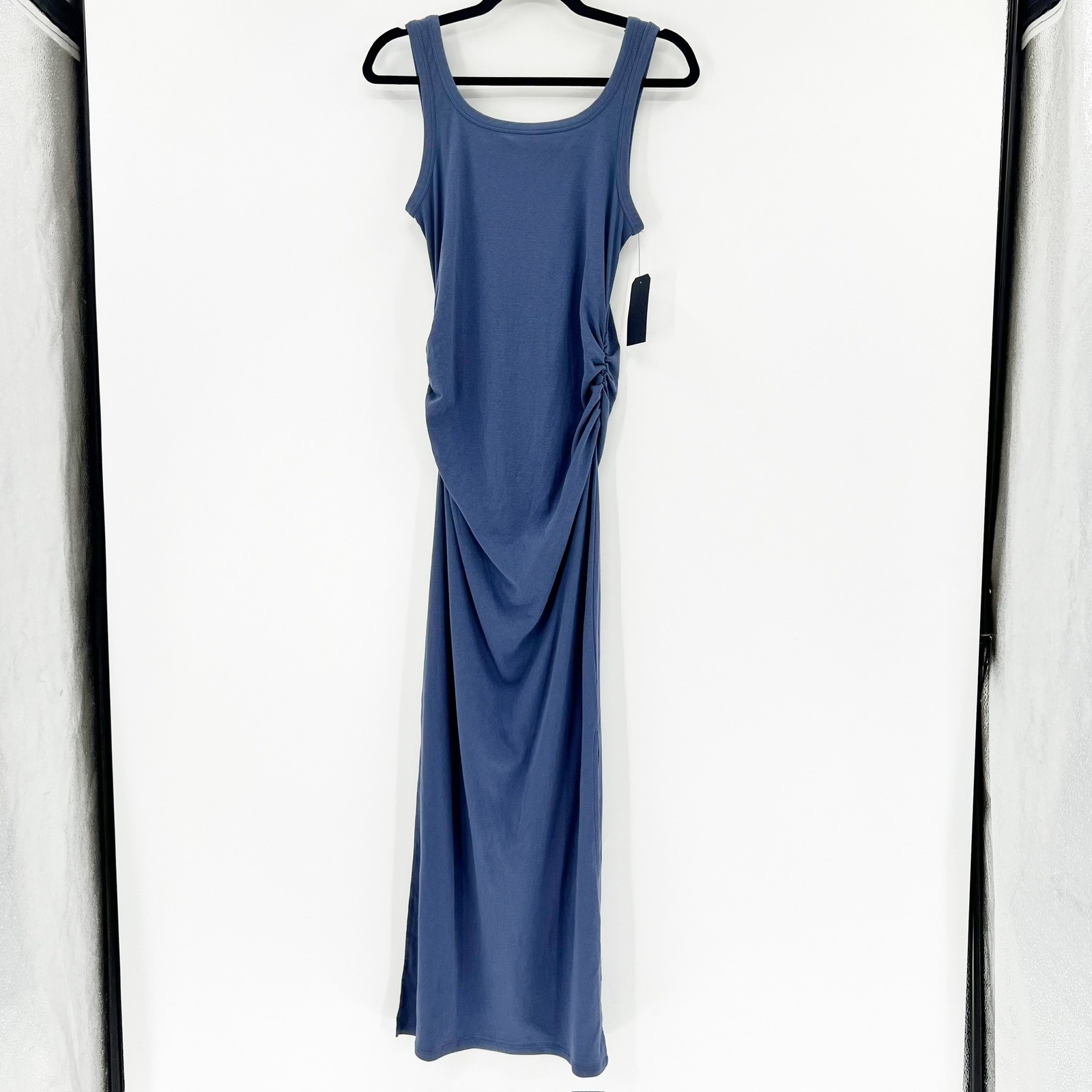 Melrose And Market Maxi Dress Womens M Blue New Ruched Sleeveless Scoop Neck